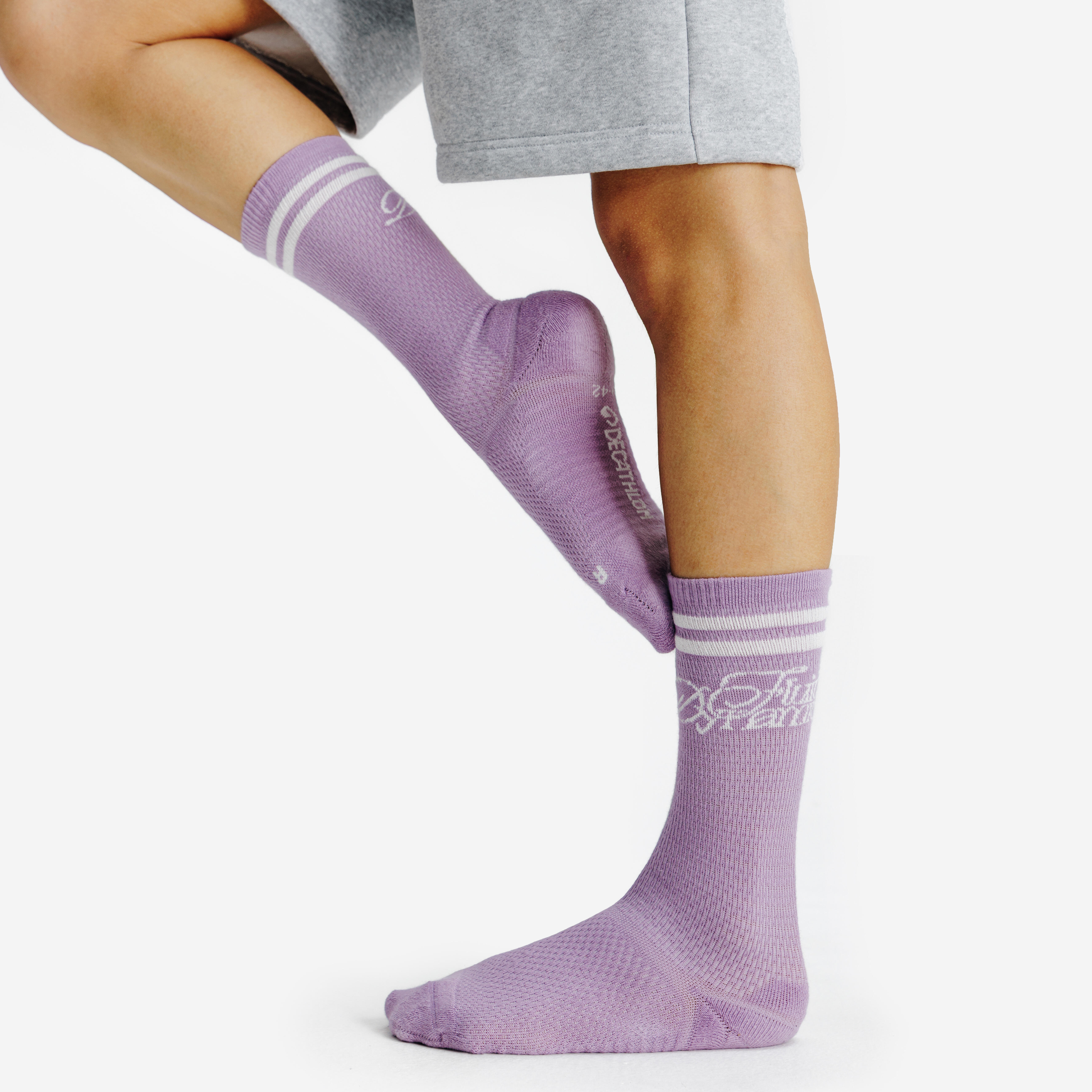 Mid-calf socks, black and purple, pack of 2
