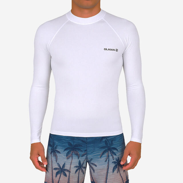 UV-Shirt Surfen Herren langarm - Top 100 weiss