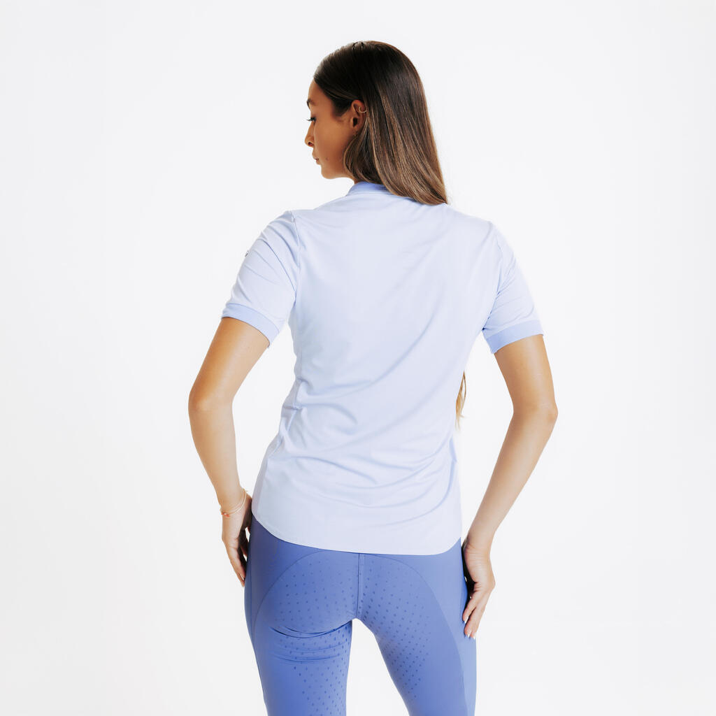 Women's Short-Sleeved Horse Riding Polo Shirt Heritage - Lavender