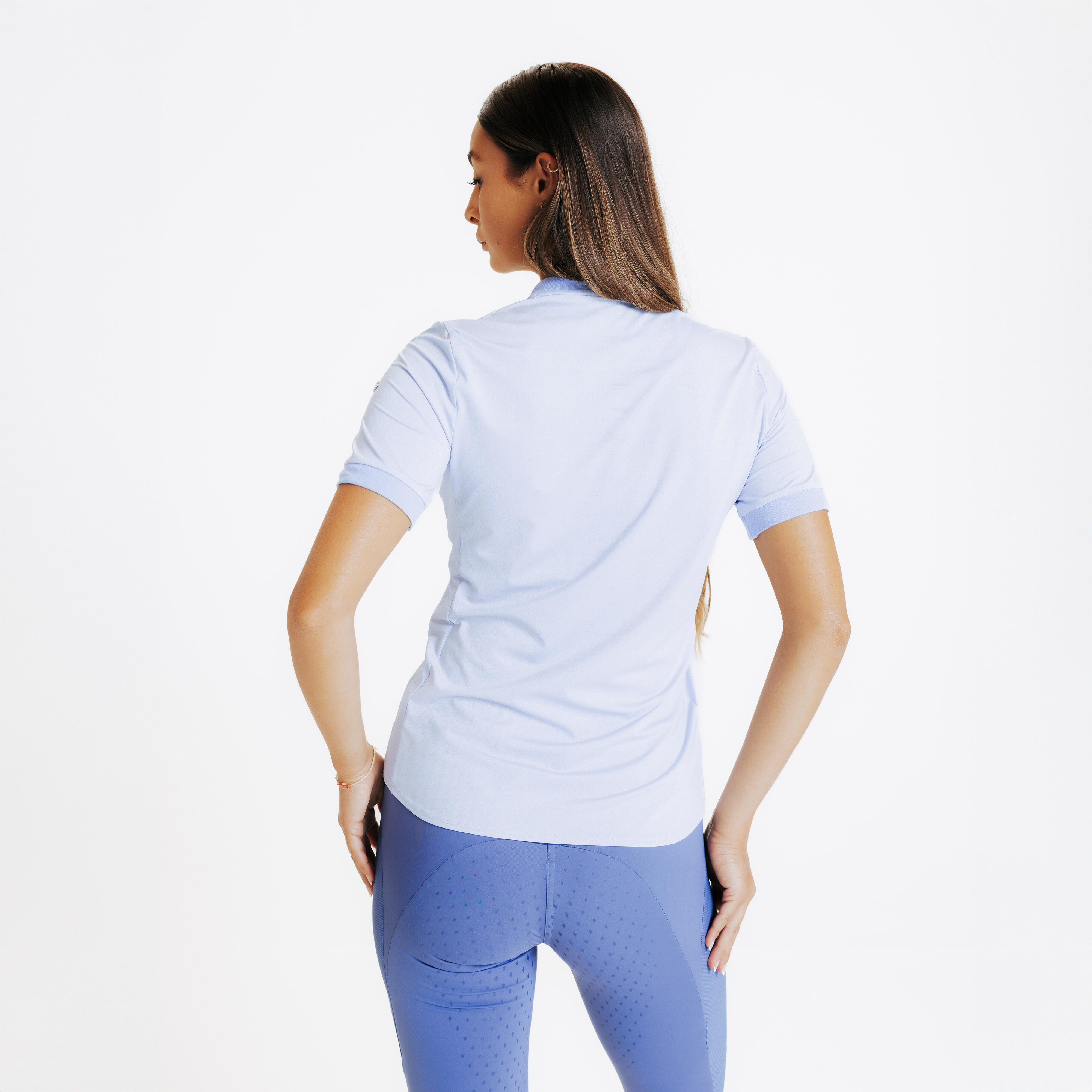 Women's Horse Riding Short-Sleeved Polo Shirt - Heritage Purple