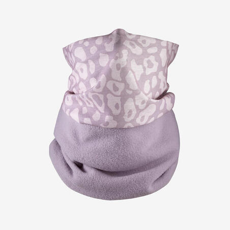Пов'язка на шию Hug 500 для лижного спорту фіолетова з леопардовим принтом