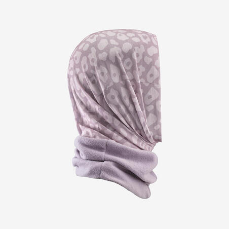 Пов'язка на шию Hug 500 для лижного спорту фіолетова з леопардовим принтом