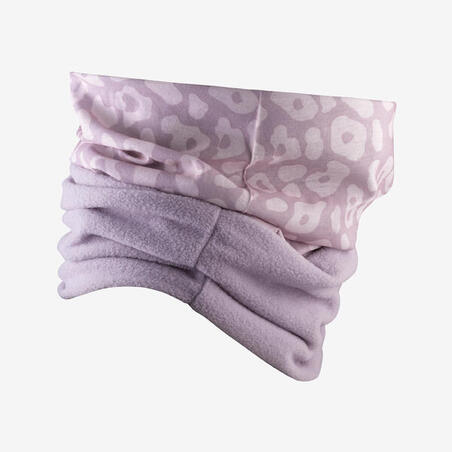 Пов'язка на шию Hug 500 для лижного спорту фіолетова з леопардовим принтом