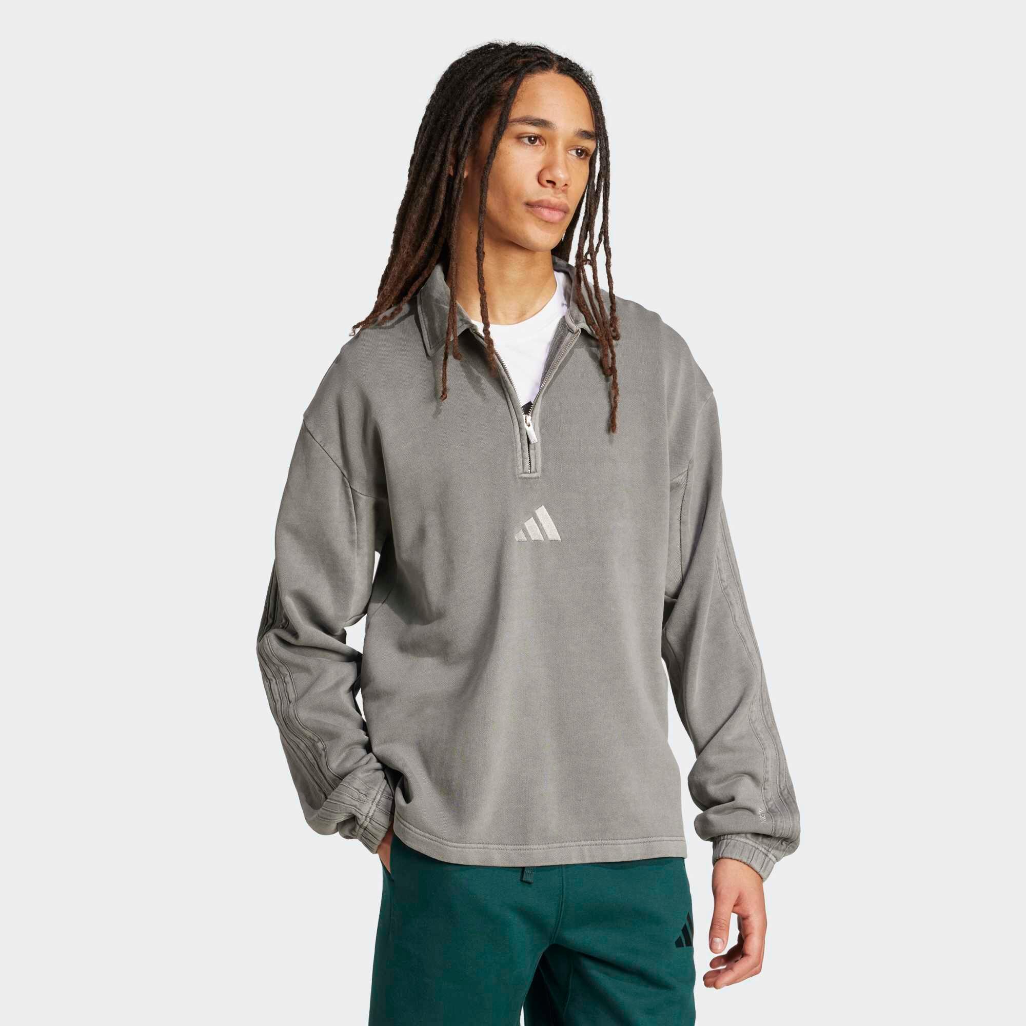 Sweatshirt meio-fecho desbotado em tecido felpudo All SZN cinzento 2/5