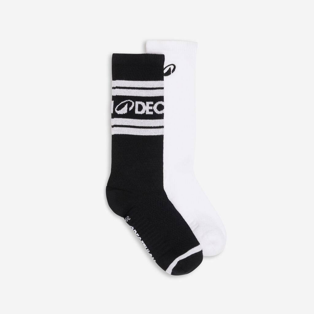 Chaussettes mi-mollet, noir et blanc, lot de 2