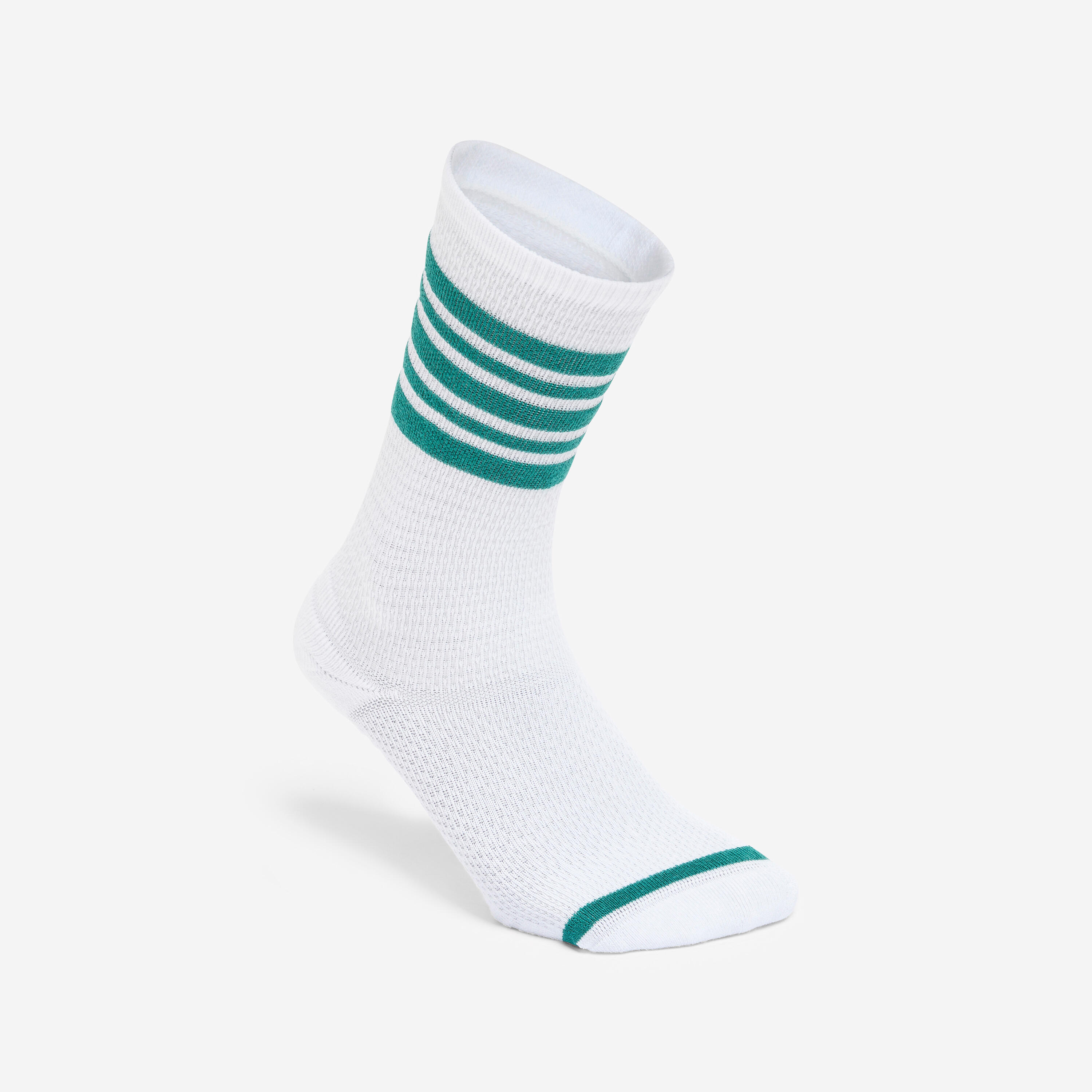 Chaussettes mi-mollet, vert et blanc, lot de 2 3/6