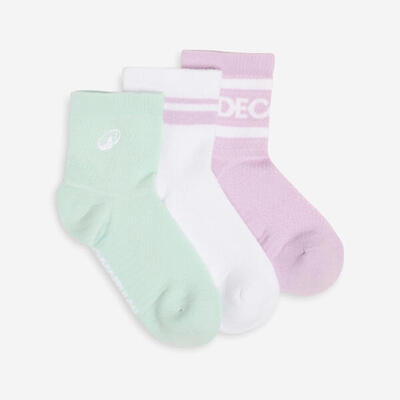 Calze corte rosa-bianco x3