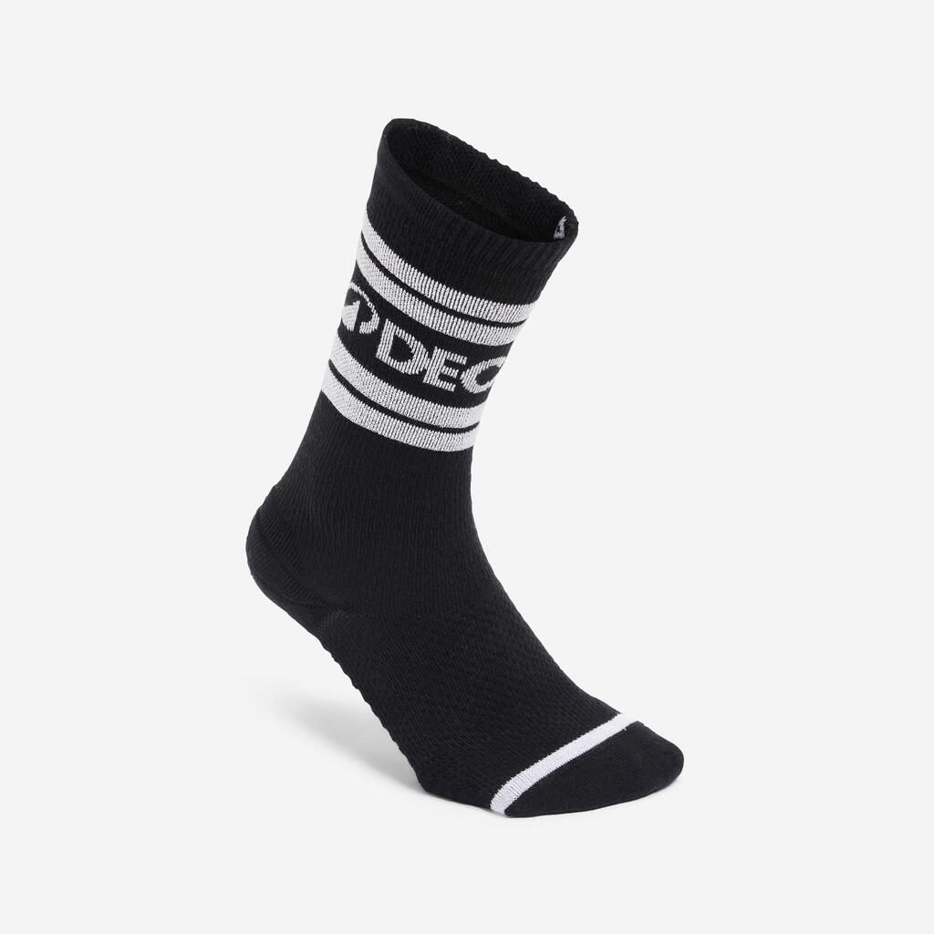Mid-calf socks, black and white, pack of 2