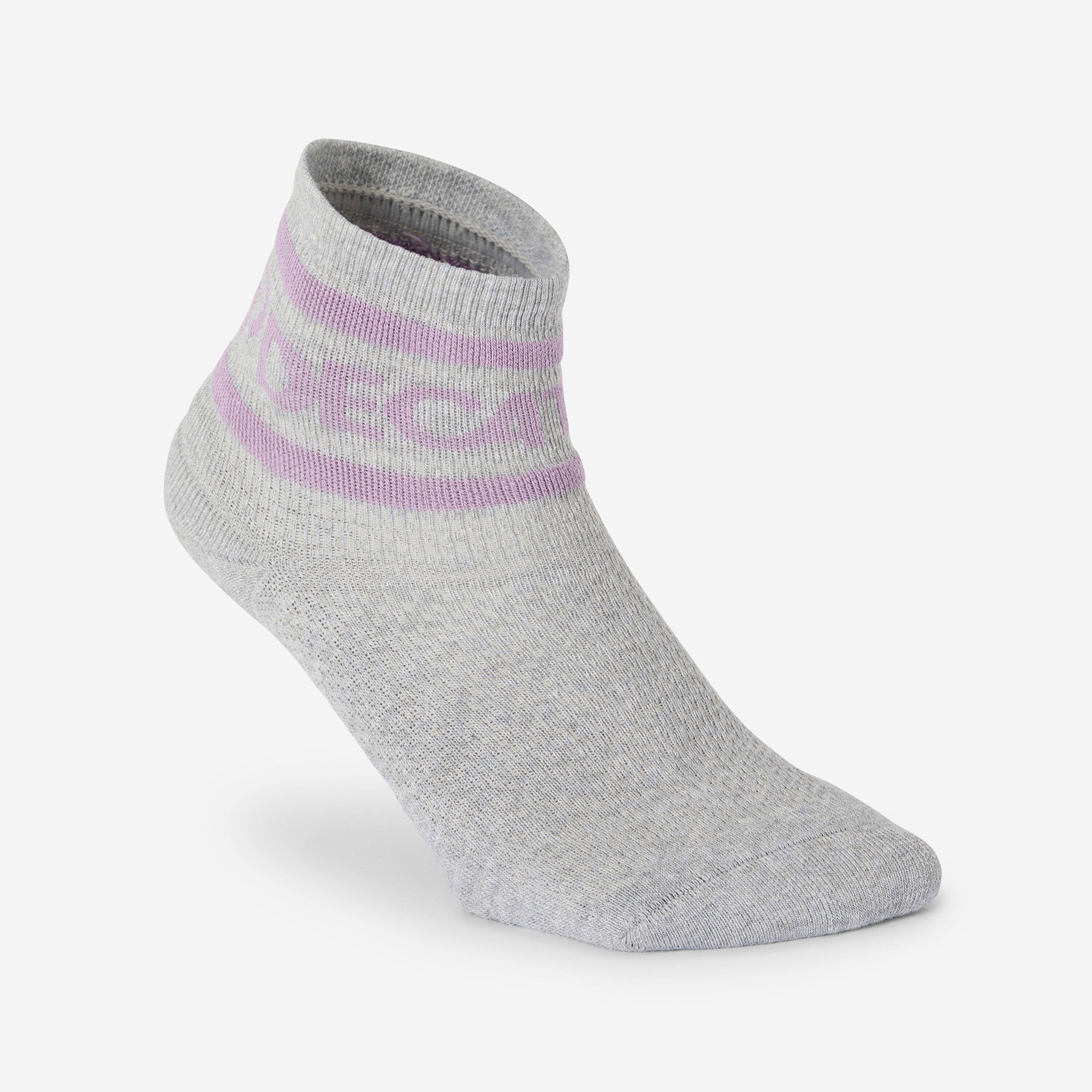 Ankle socks, purple beige grey, pack of 3 -  4