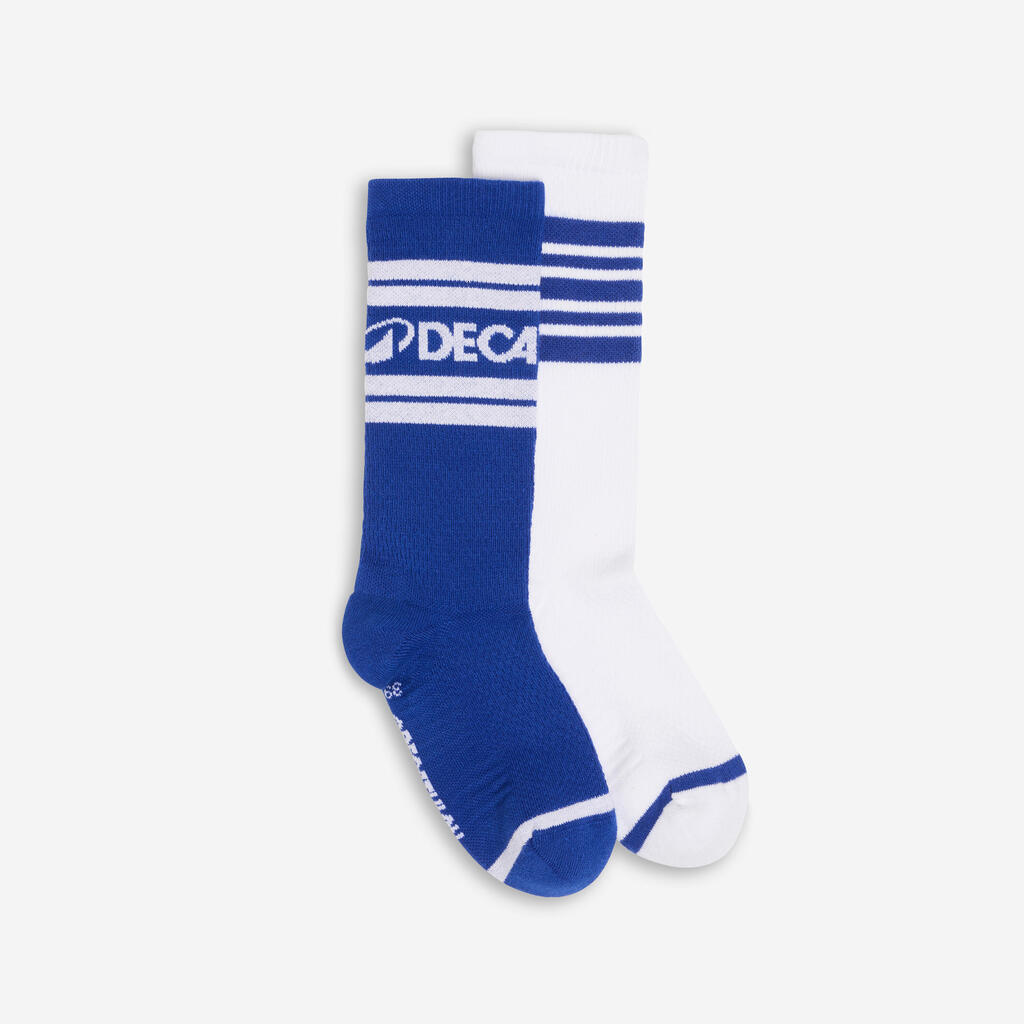 Chaussettes mi-mollet, bleu et blanc, lot de 2