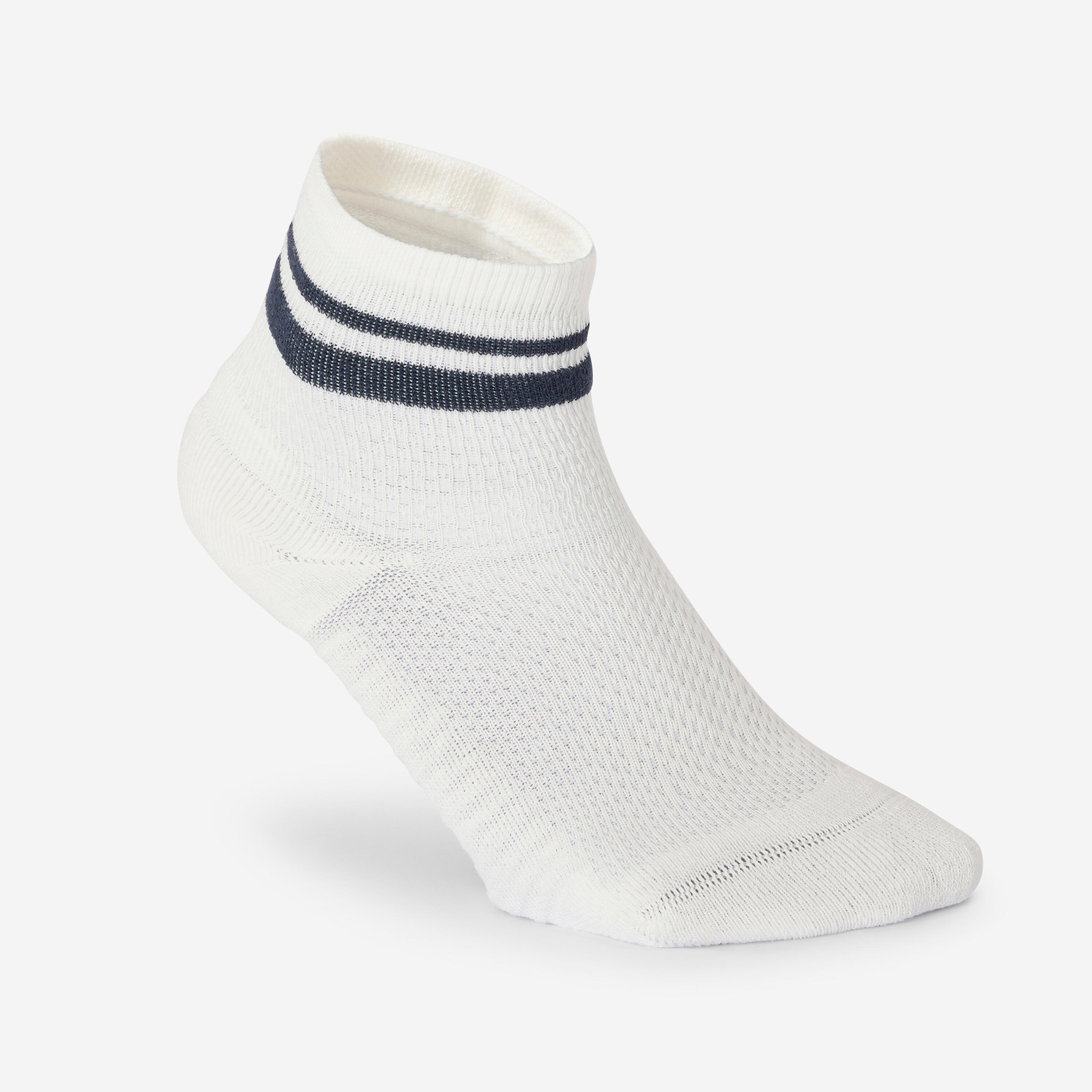 Meias altura tornozelo, azul e branco conjunto de 3 3/8