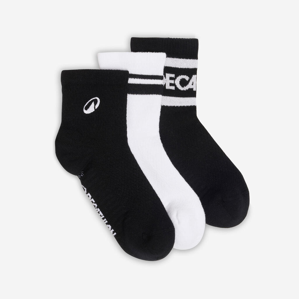 Chaussettes cheville, noir et blanc, lot de 3