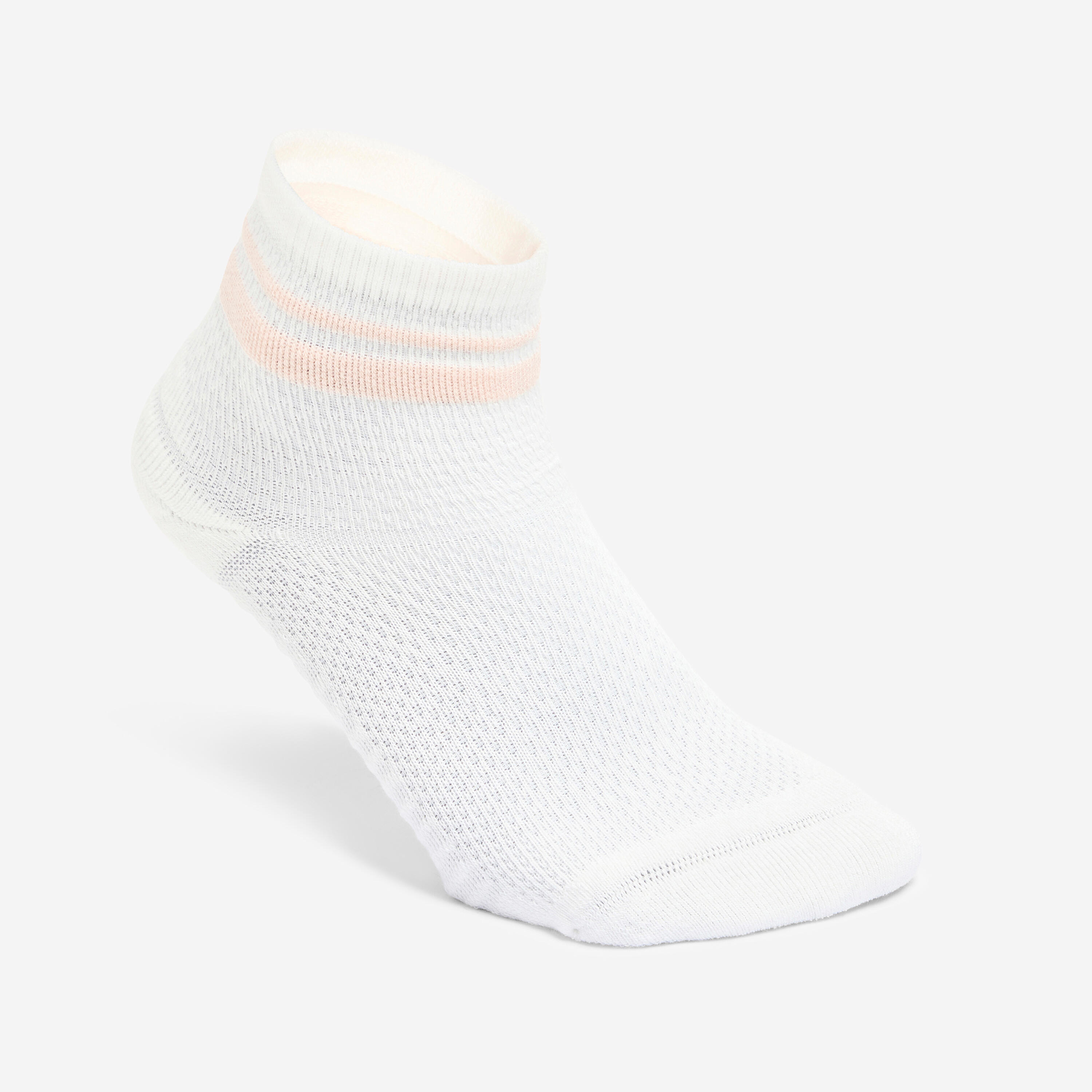 Meias altura tornozelo, rosa e branco conjunto de 3 3/8