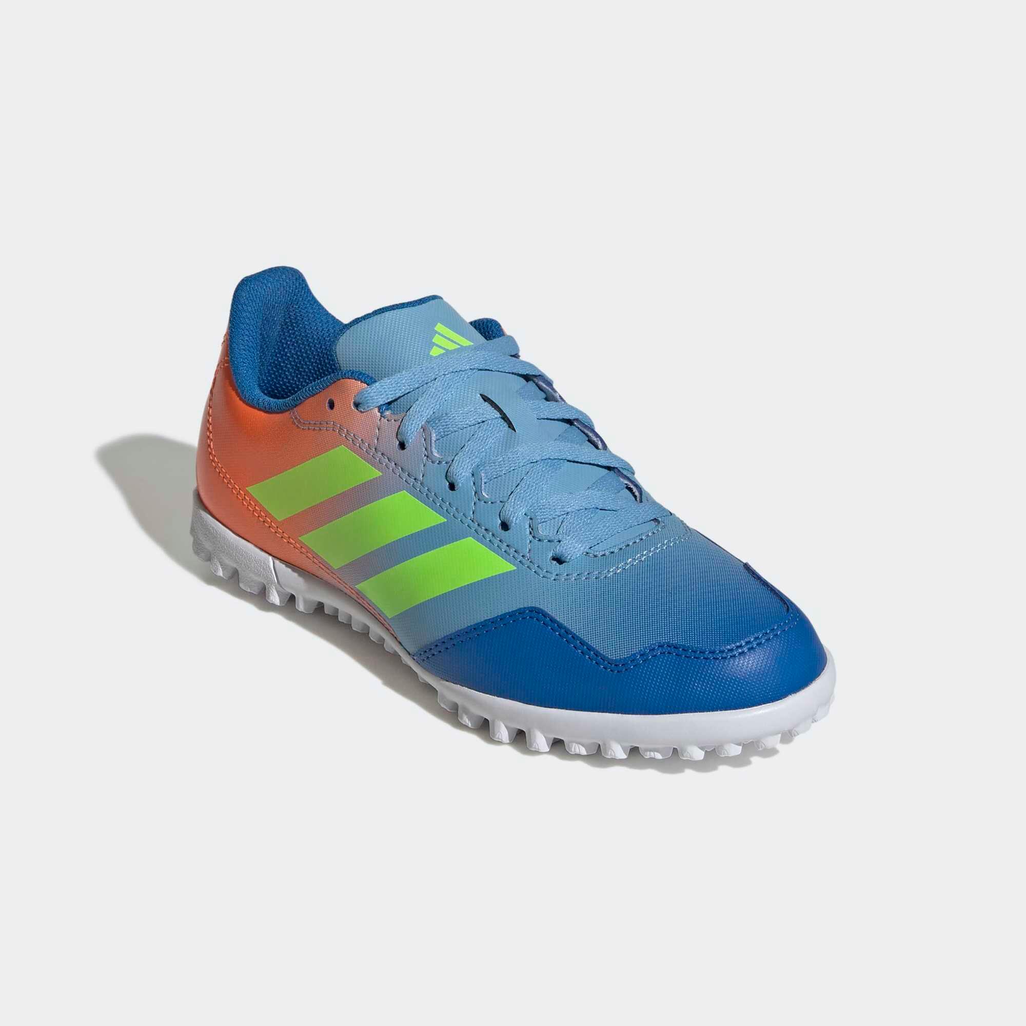 Scarpe hockey su prato bambino ADIDAS YOUNGSTAR RISE blu-giallo-arancione 7/9