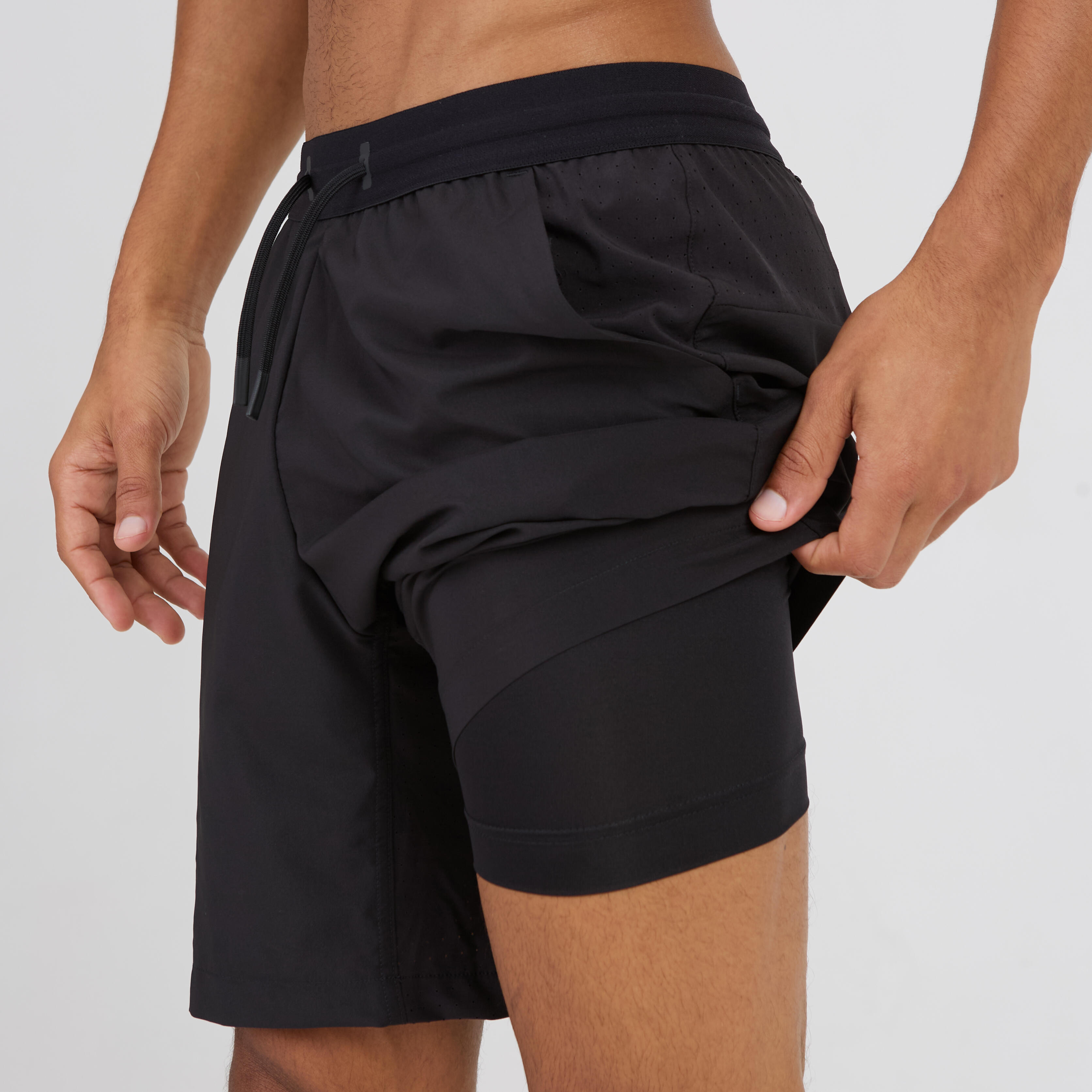 Men 2 in 1 Running Shorts - Black