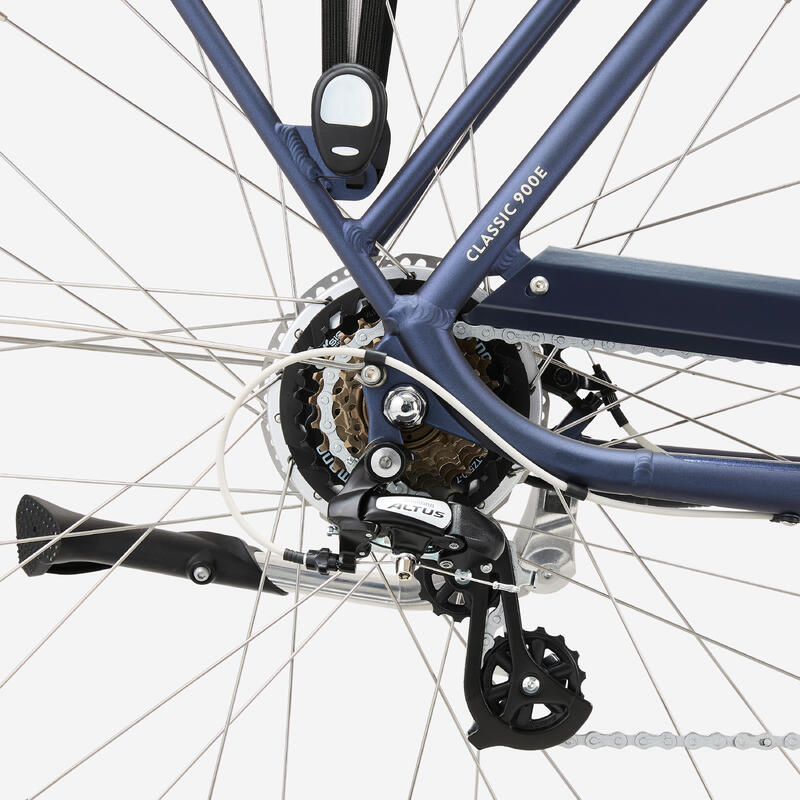 Bicicletă de oraș electrică Elops 900 Cadru înalt Bleumarin