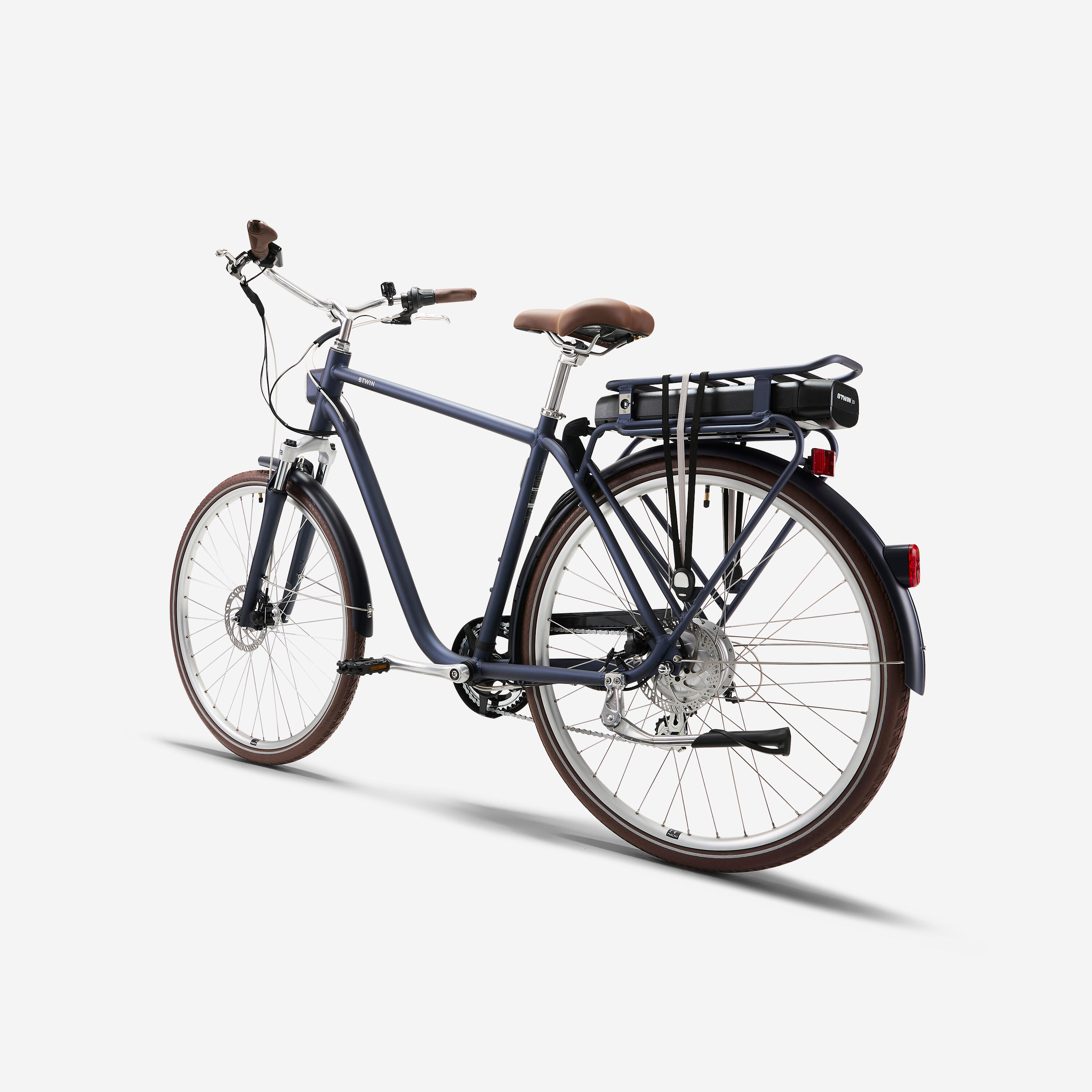 Elektrische stadsfiets Elops 900 E hoog frame marineblauw 3/6