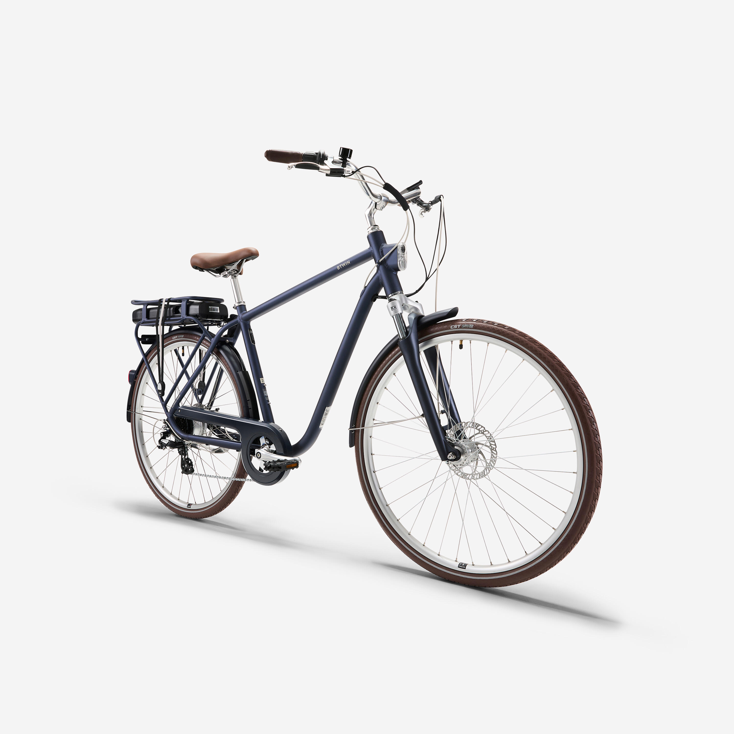 Elektrische stadsfiets Elops 900 E hoog frame marineblauw 2/6