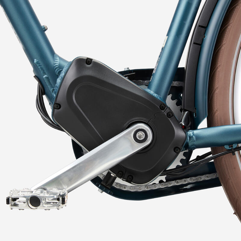 Bicicletă de oraș electrică Elops 920E cadru înalt albastru