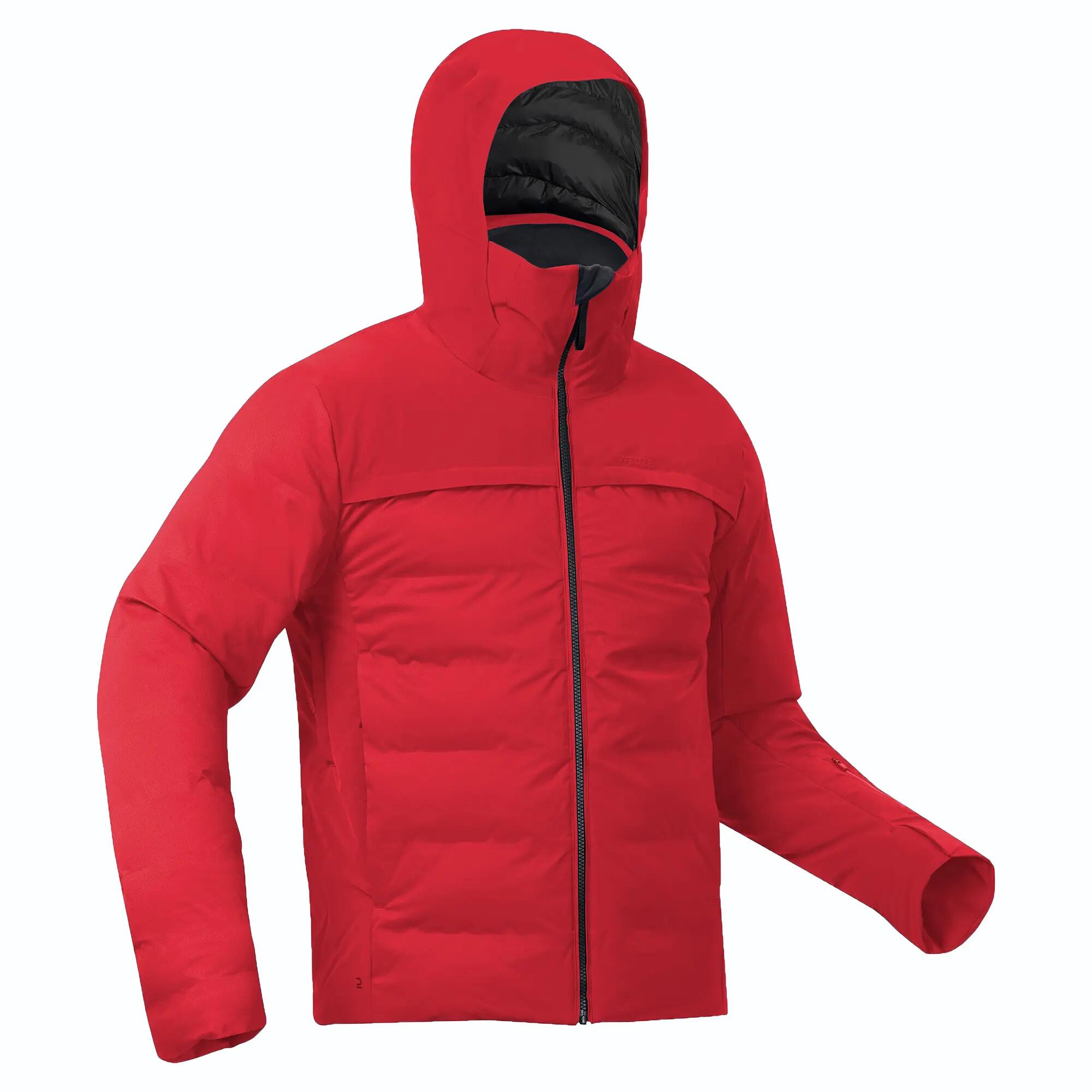Casaco acolchoado de ski e snowboard quente homem, 500 WARM vermelho 15/16