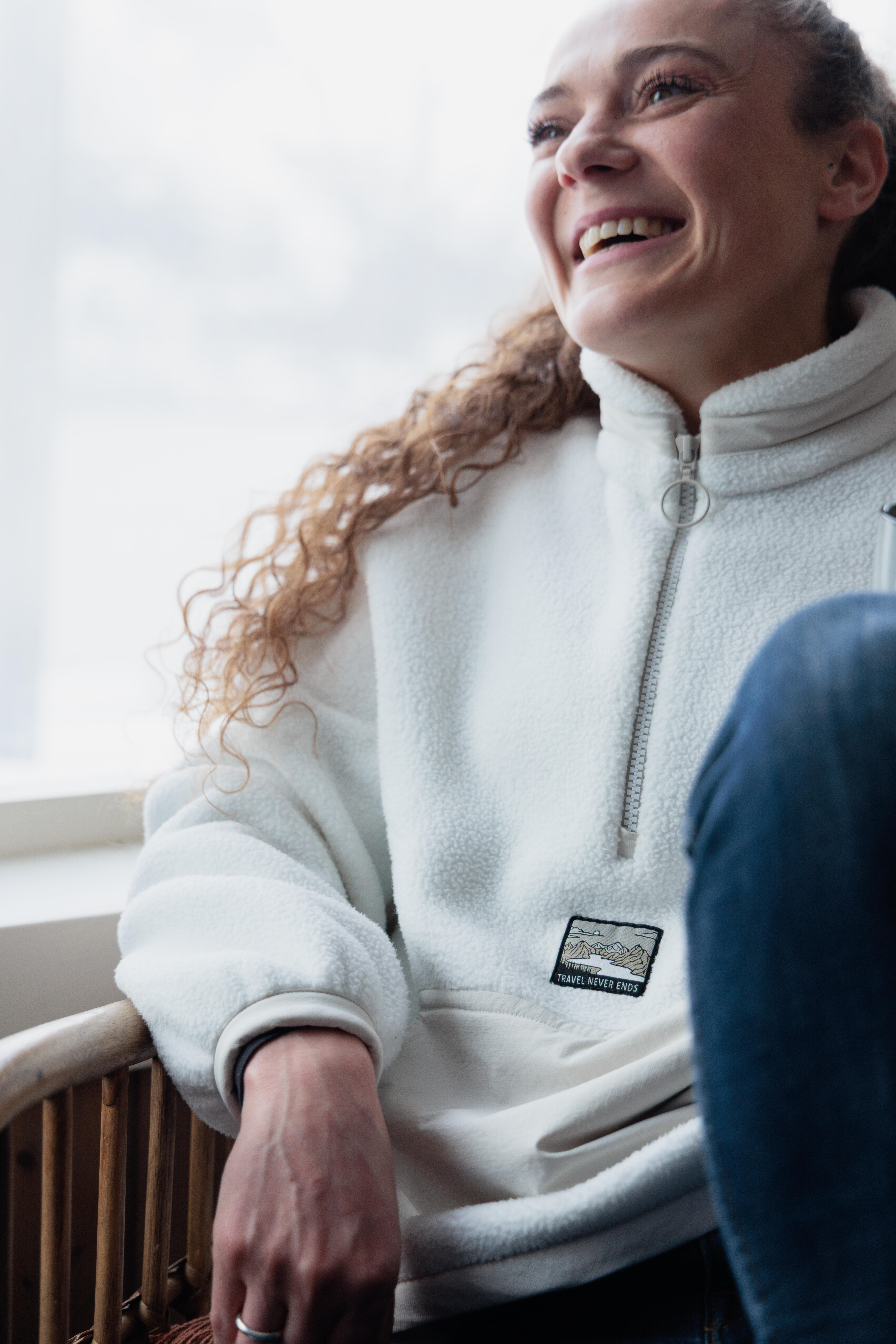 Women's Half-Zip Sherpa Fleece Hiking Sweater, MH 100 - QUECHUA