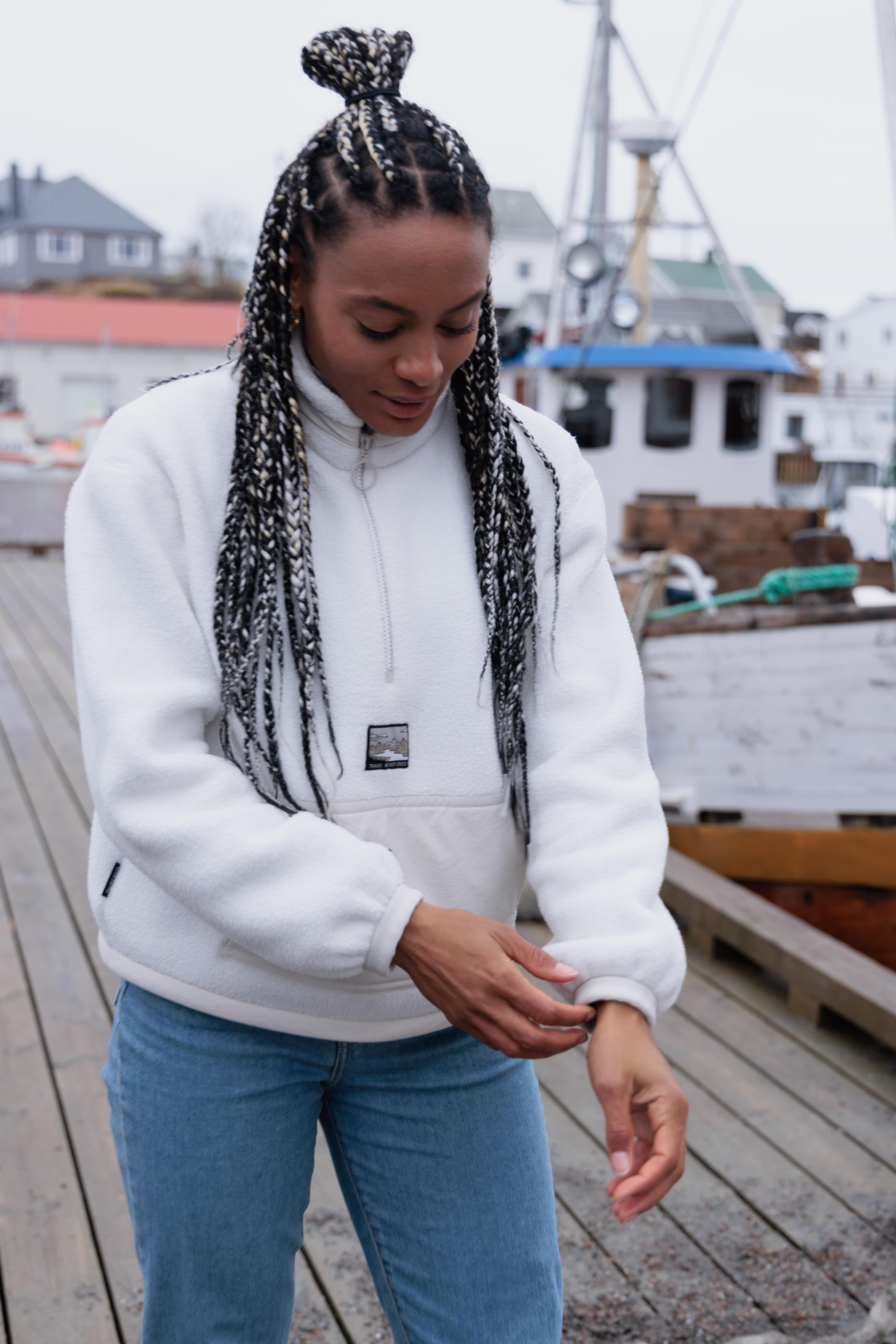 Women's Half-Zip Sherpa Fleece Hiking Sweater, MH 100 - QUECHUA