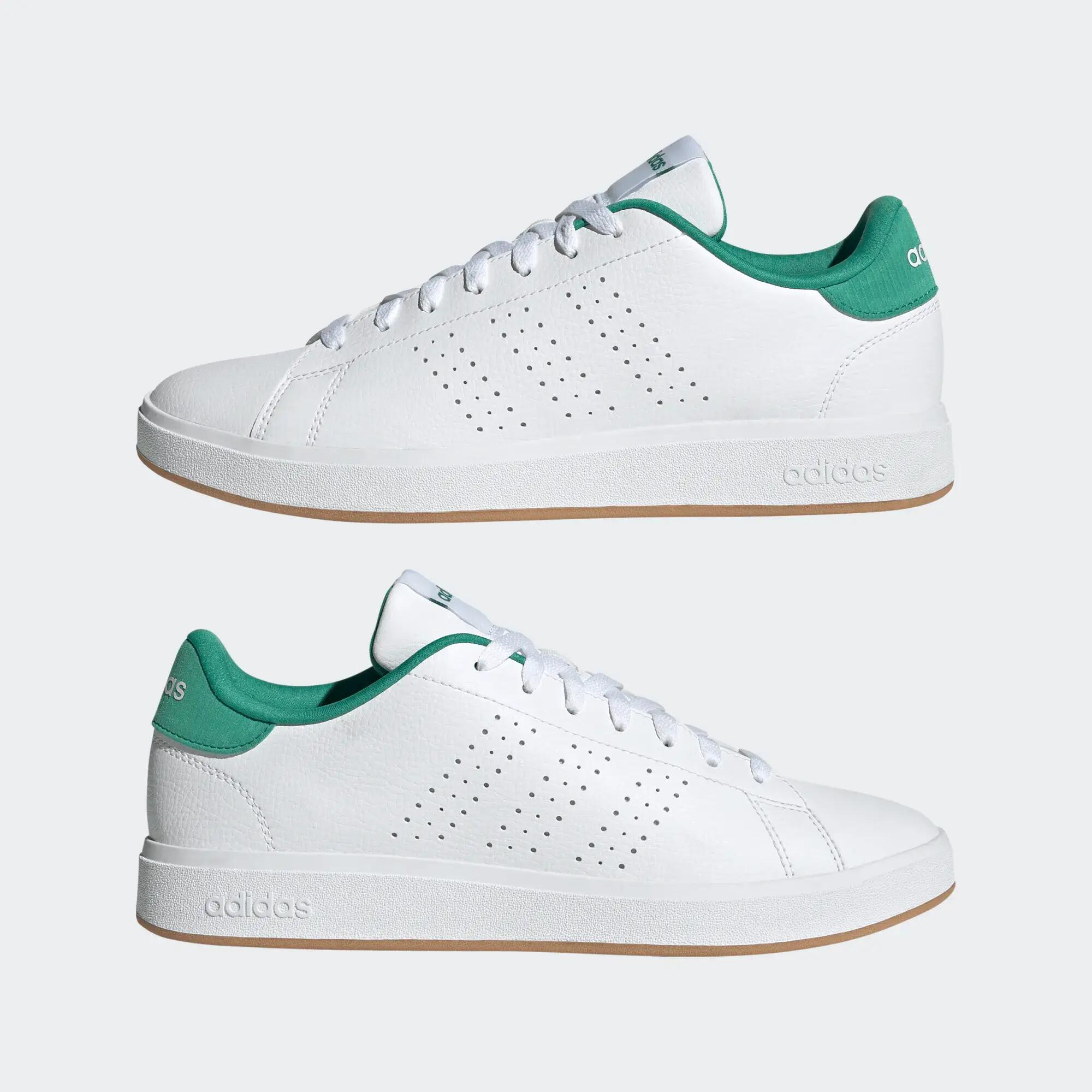 Tenis casuales sportswear Unisex Adidas Advantage Base - Blanco/Verde 9/11
