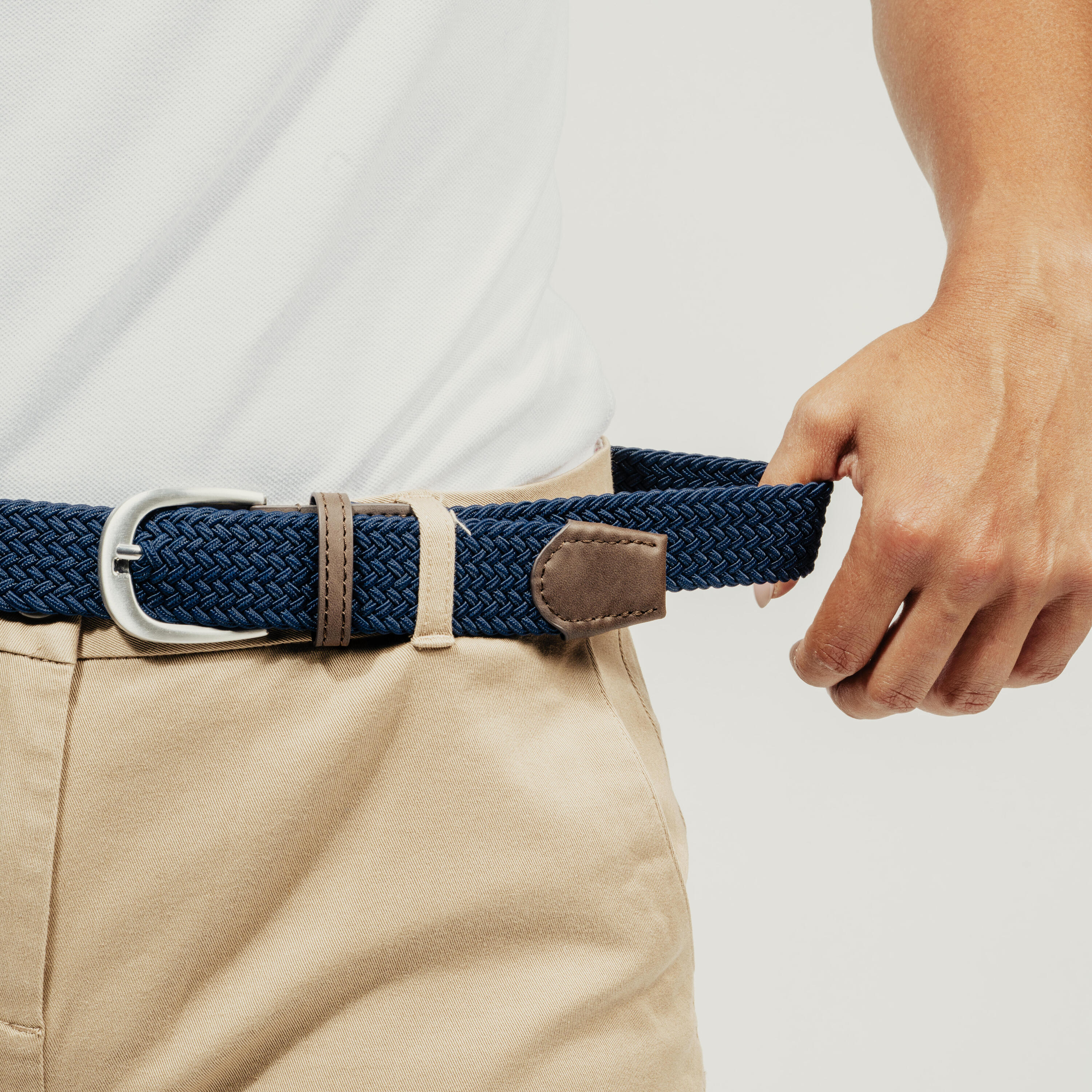 Ceinture golf tressée élastique & extensible, bleu marine 5/8