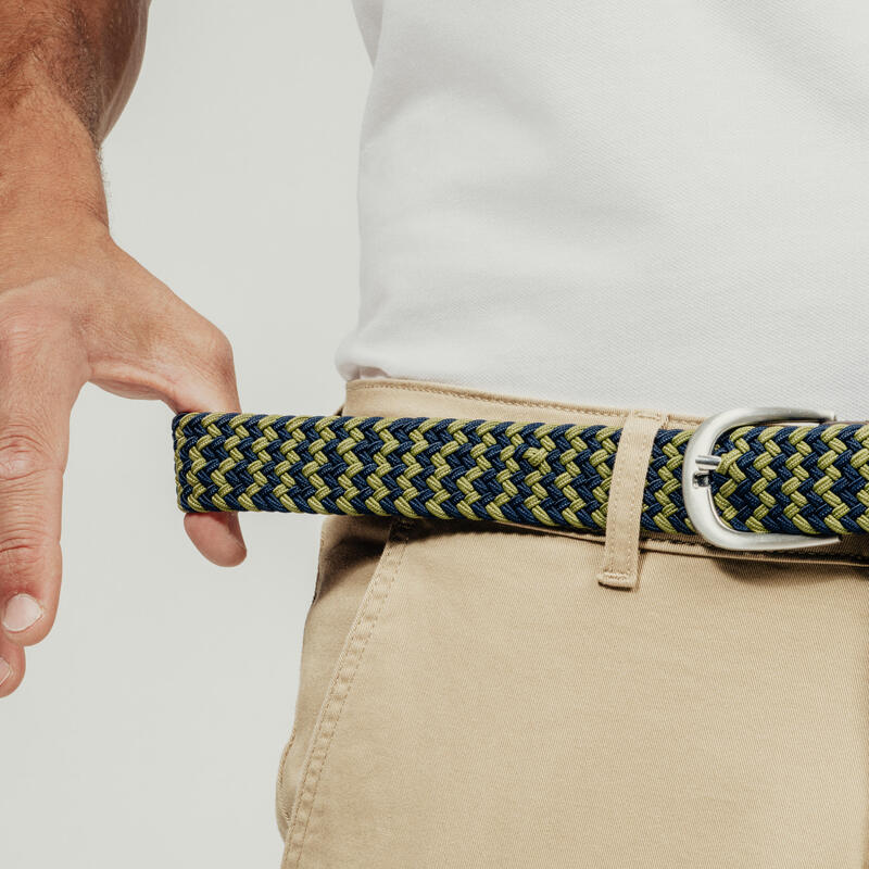 Curea golf împletită elastică și extensibilă Bleumarin și verde