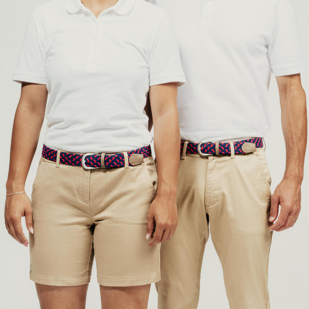 Ceinture golf tressée élastique & extensible, bleu marine et vert