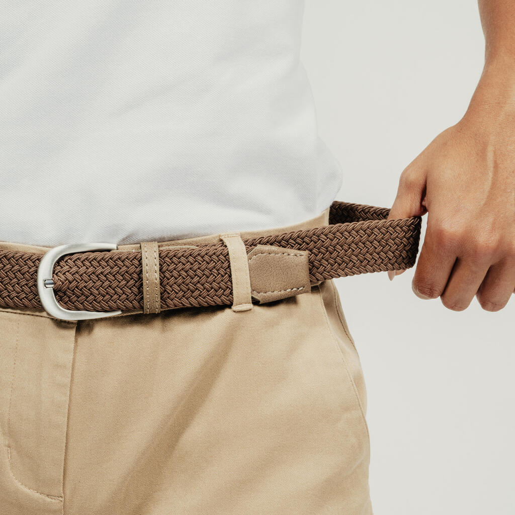 Ceinture golf tressée élastique & extensible, bleu marine et vert