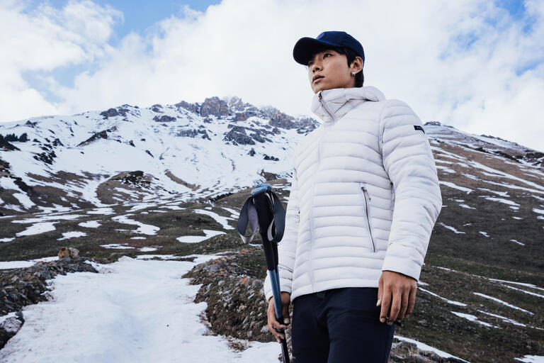 Forclaz MT100 down hooded puffer jacket for trekking