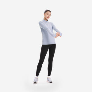 Women's Running Long-Sleeved Warm Jacket KIPRUN Run 100 Warm-Blue fog