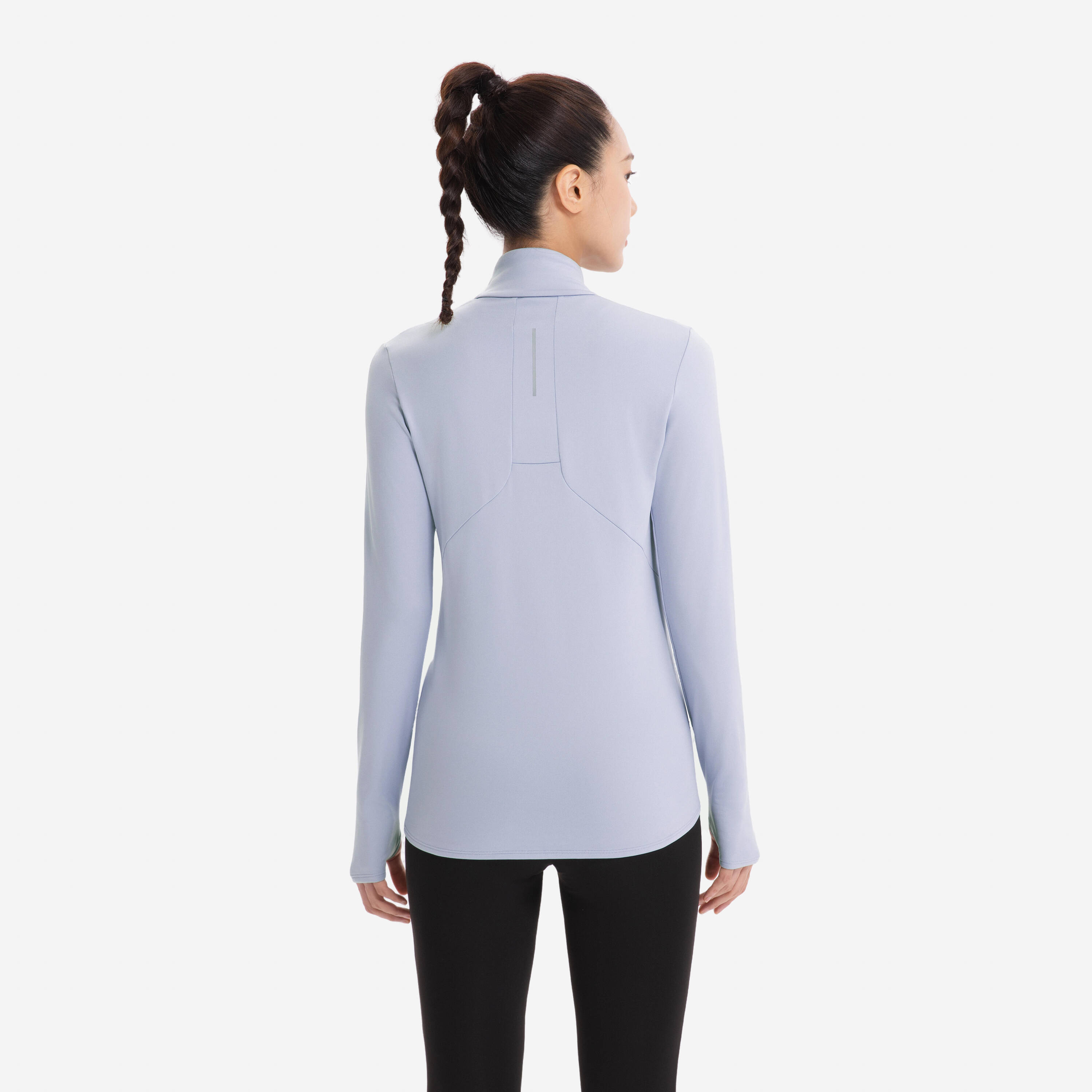 Women's Running Long-Sleeved Warm Jacket KIPRUN Run 100 Warm-Blue fog -  3