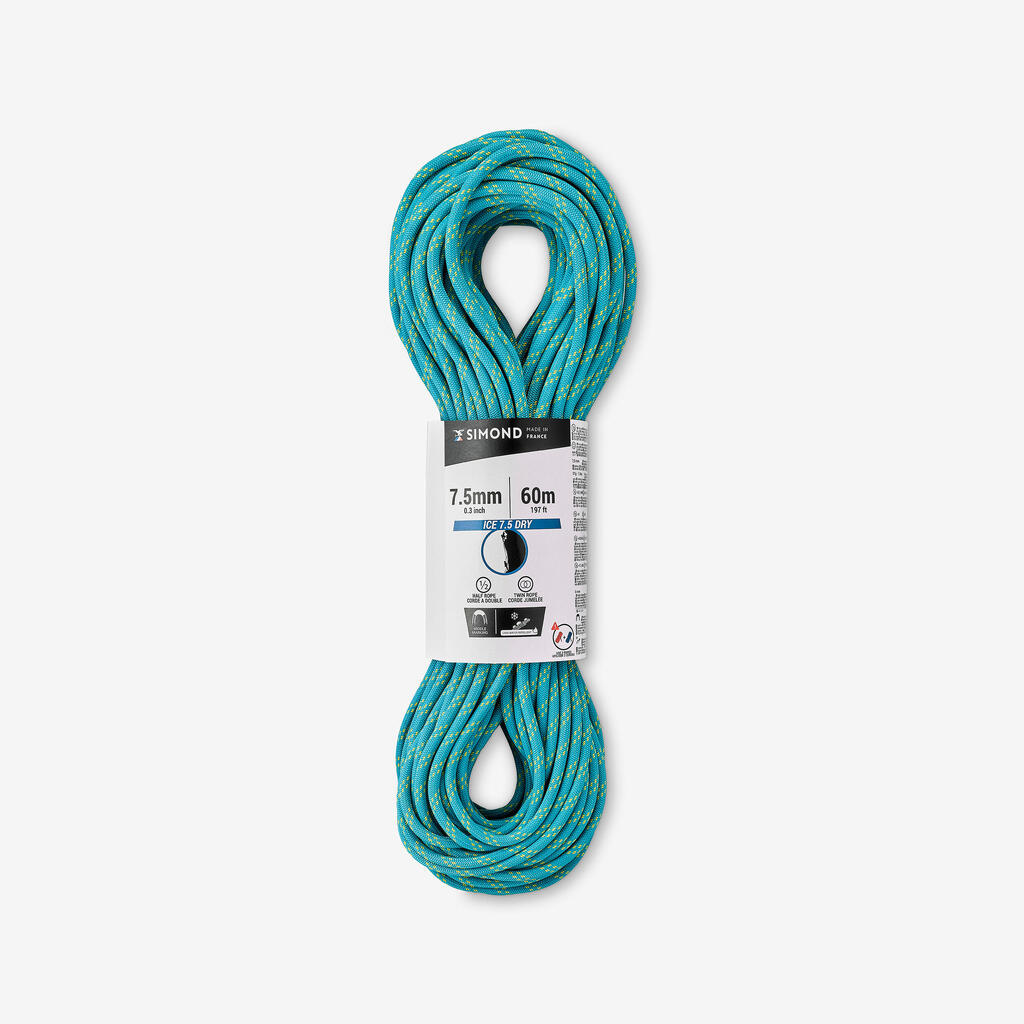 Modra polovična vrv za spuščanje ABSEIL ICE (7,5 mm x 60 m)