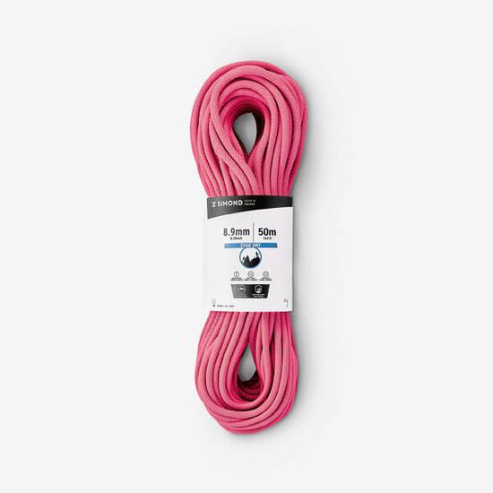 Corda tripla certificazione arrampicata e alpinismo EDGE DRY 89mm x 50m rosa