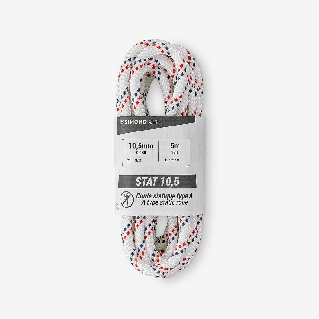 Semi-Static Rope  10.5 mm x 5 m - Stat 10.5 White