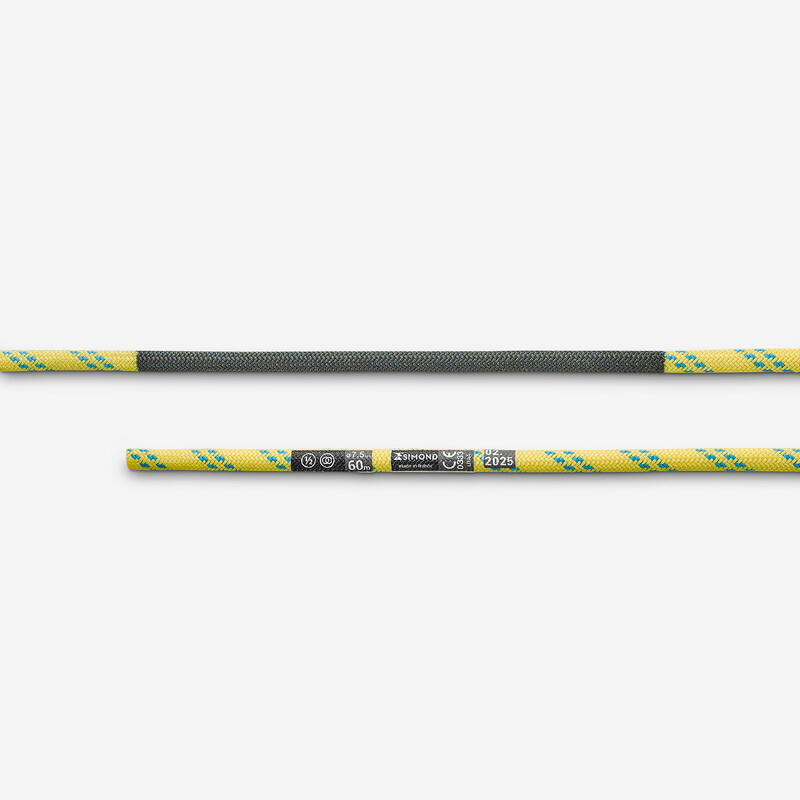 CORDE À DOUBLE D'ESCALADE ET D'ALPINISME -  RAPPEL ICE 7.5 MM X 60M JAUNE