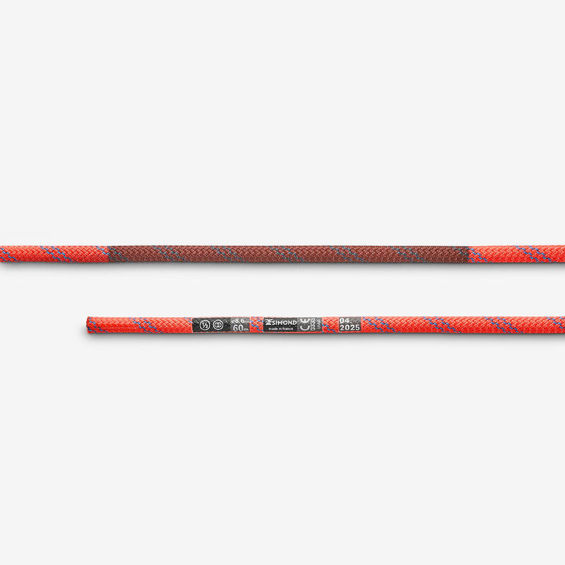 Corde à double d'escalade et d'alpinisme 8.6 mm x 60 m - rappel 8.6 orange