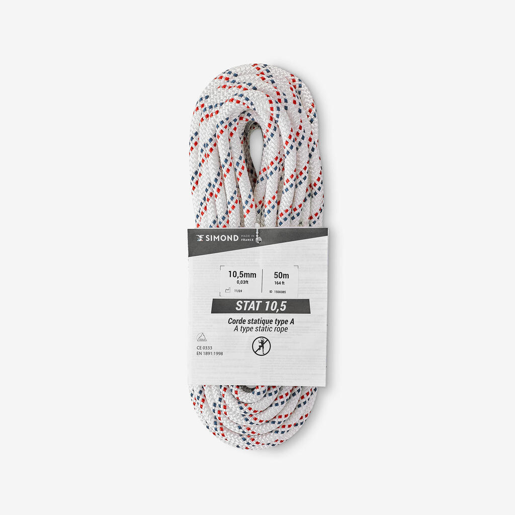 SEMI-STATIC ROPE 10.5 MM X 50 M - STAT 10.5 WHITE