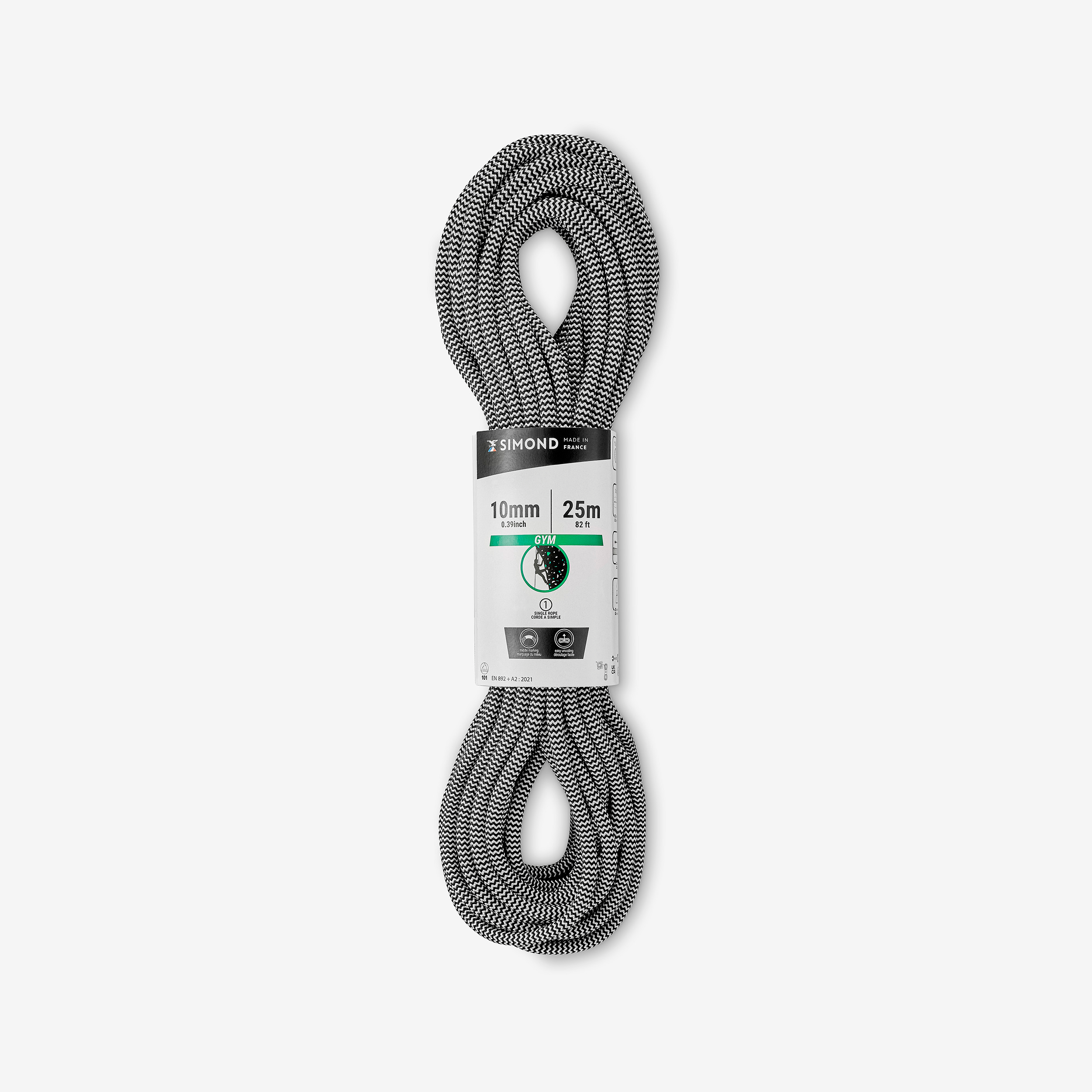 Corde d'escalade 10 mm x 25 m - klimb gym noir - Escalade - Simond- Clubs - Entreprises - Collectivités - Associations