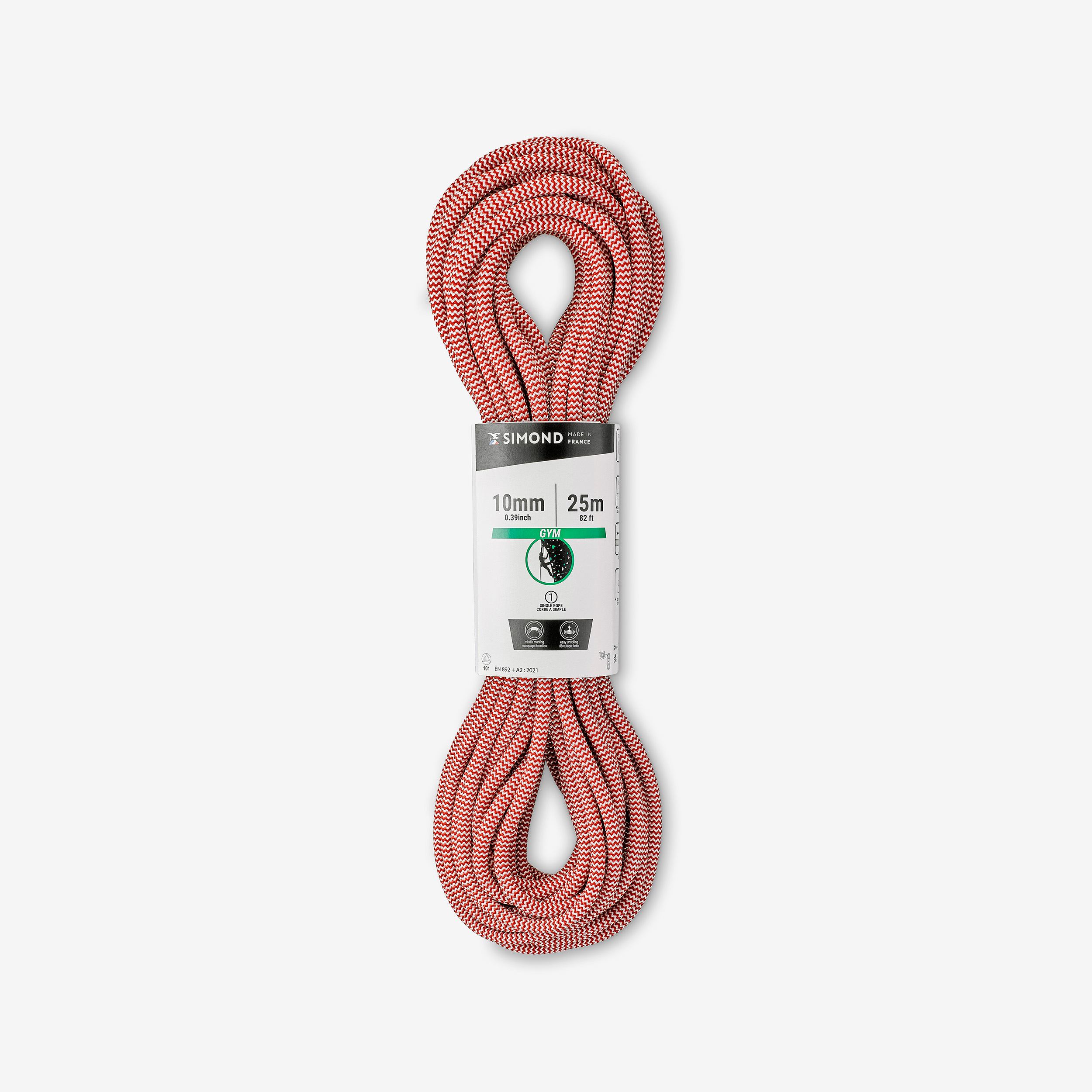 Corde d'escalade 10 mm x 25 m - klimb gym rouge - Escalade - Simond- Clubs - Entreprises - Collectivités - Associations