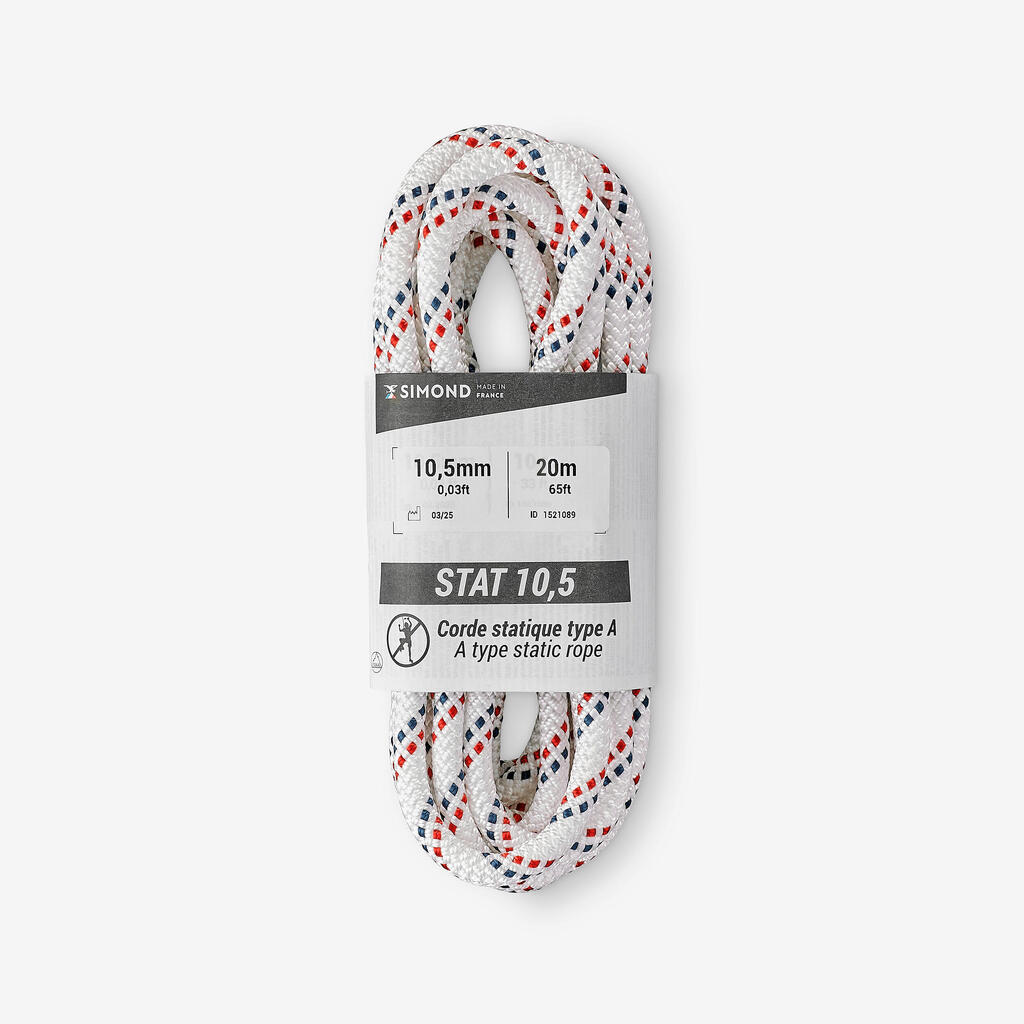 SEMI-STATIC ROPE 10.5 MM X 20 M - STAT 10.5 WHITE