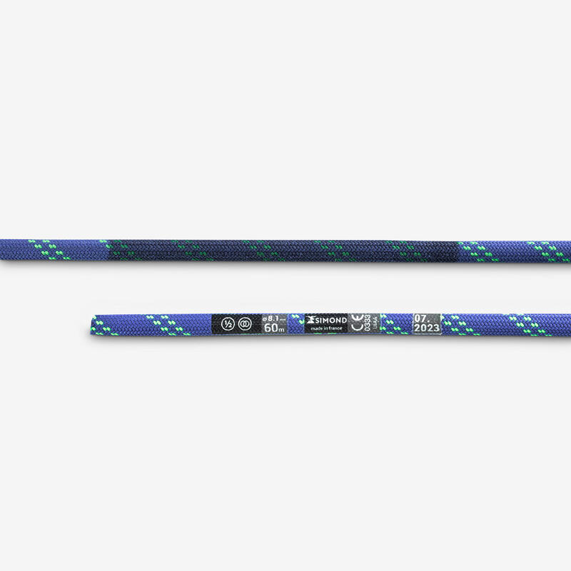 Tırmanış ve Dağcılık Çift İp - 8.1 mm × 60 m - Mavi - Rappel Alpinism