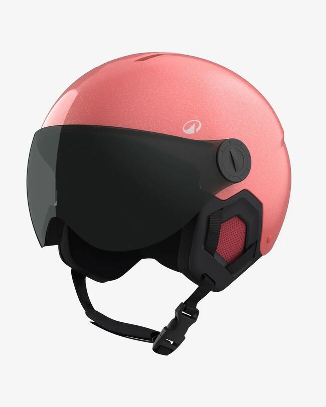 H-Kid 550 Casque De Ski Enfant Avec Visière À Paillettes Rose