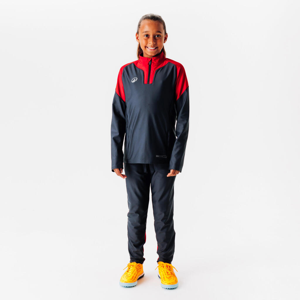 Kids' Football Tracksuit Bottoms - Carbon Grey/Green