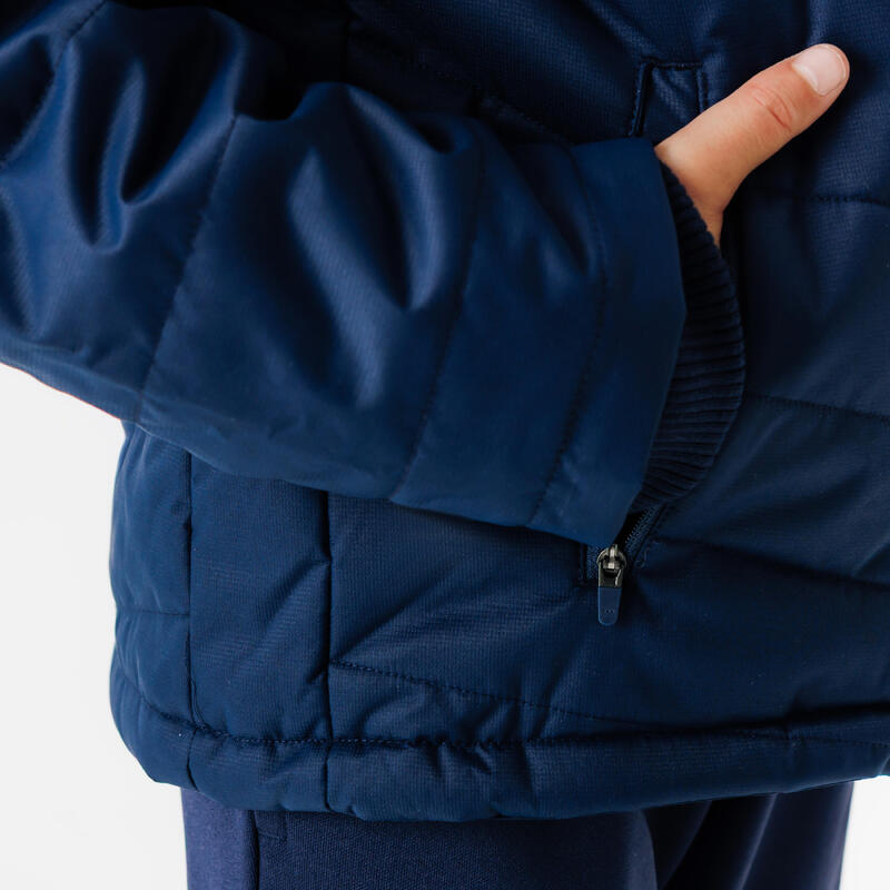 VESTE CHAUDE DE FOOTBALL COURTE ENFANT BLEUE MARINE