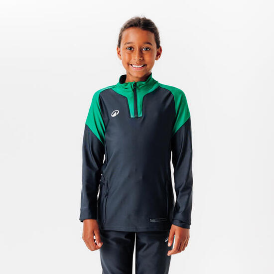 Sweat de football 1/2 zip viralto club jr vert et gris carbone