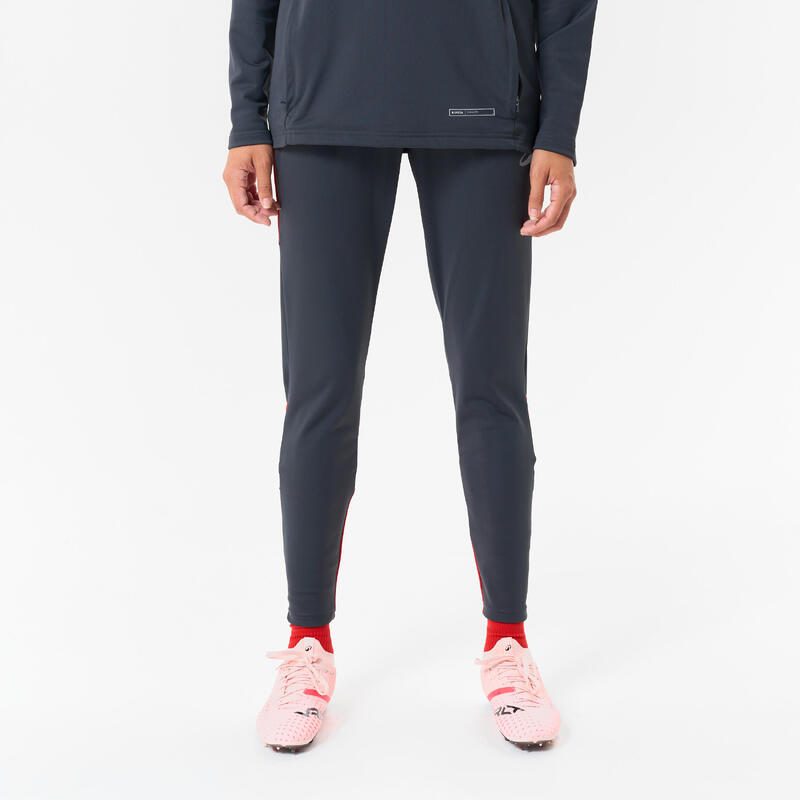 Pantalon de football VIRALTO CLUB gris anthracite et rouge.