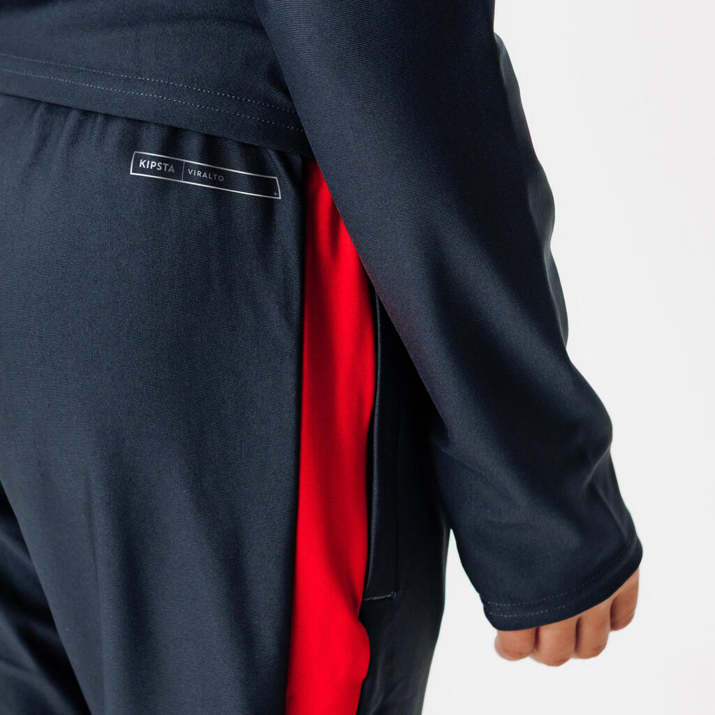 Kids' Football Tracksuit Bottoms - Carbon Grey/Green